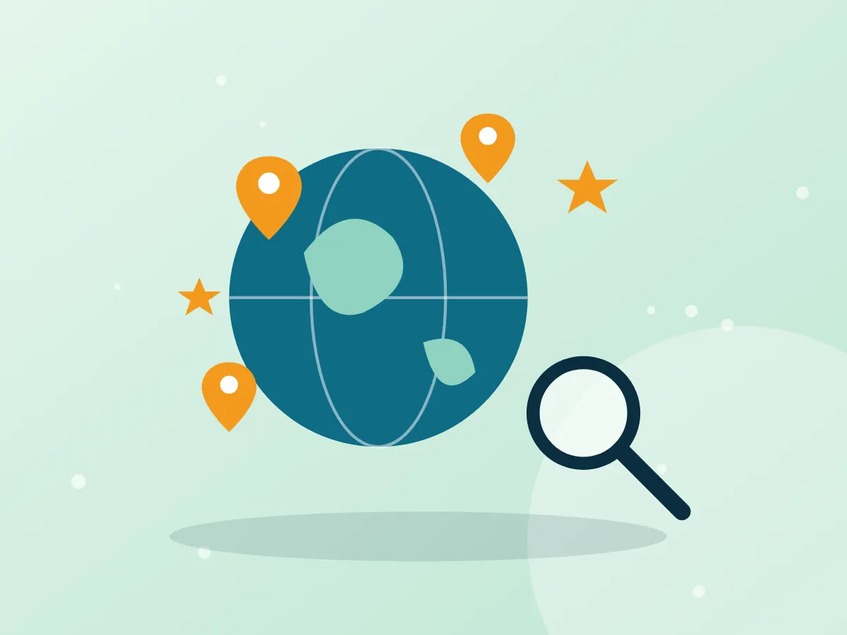 Concept image illustrating business visibility and international seo