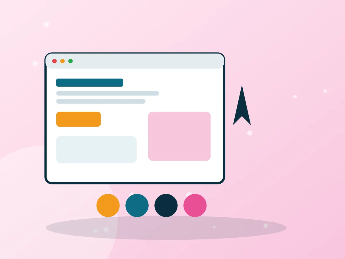 Website redesign mockup with brand colors and responsive layouts